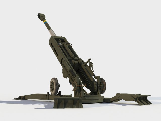 M777 155mm howitzer 3D Model .c4d .max .obj .3ds .fbx .lwo .lw .lws