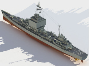 USS Long Beach CGN-9 cruiser Modèle 3D