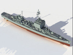 USS Long Beach CGN-9 cruiser Modèle 3D