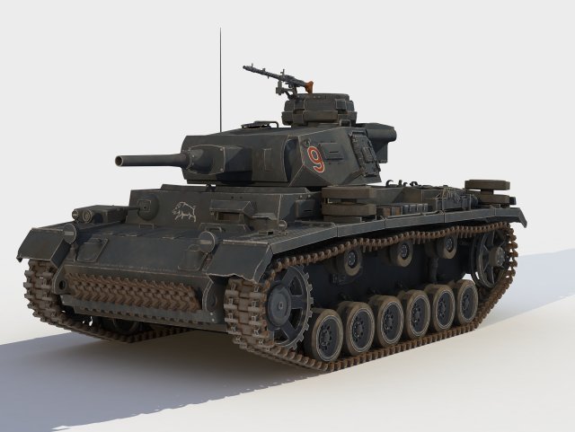 SdKfz 141 Panzer III Ausf F 3D Model .c4d .max .obj .3ds .fbx .lwo .lw .lws
