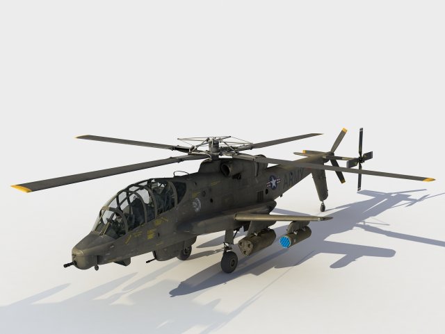 Lockheed AH-56 Cheyenne 3D Model .c4d .max .obj .3ds .fbx .lwo .lw .lws