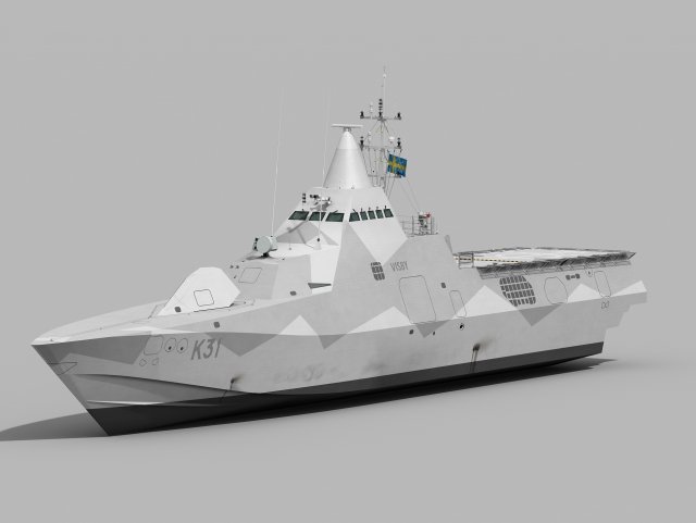 Visby Class Corvette Model 3D .c4d .max .obj .3ds .fbx .stl .blend 