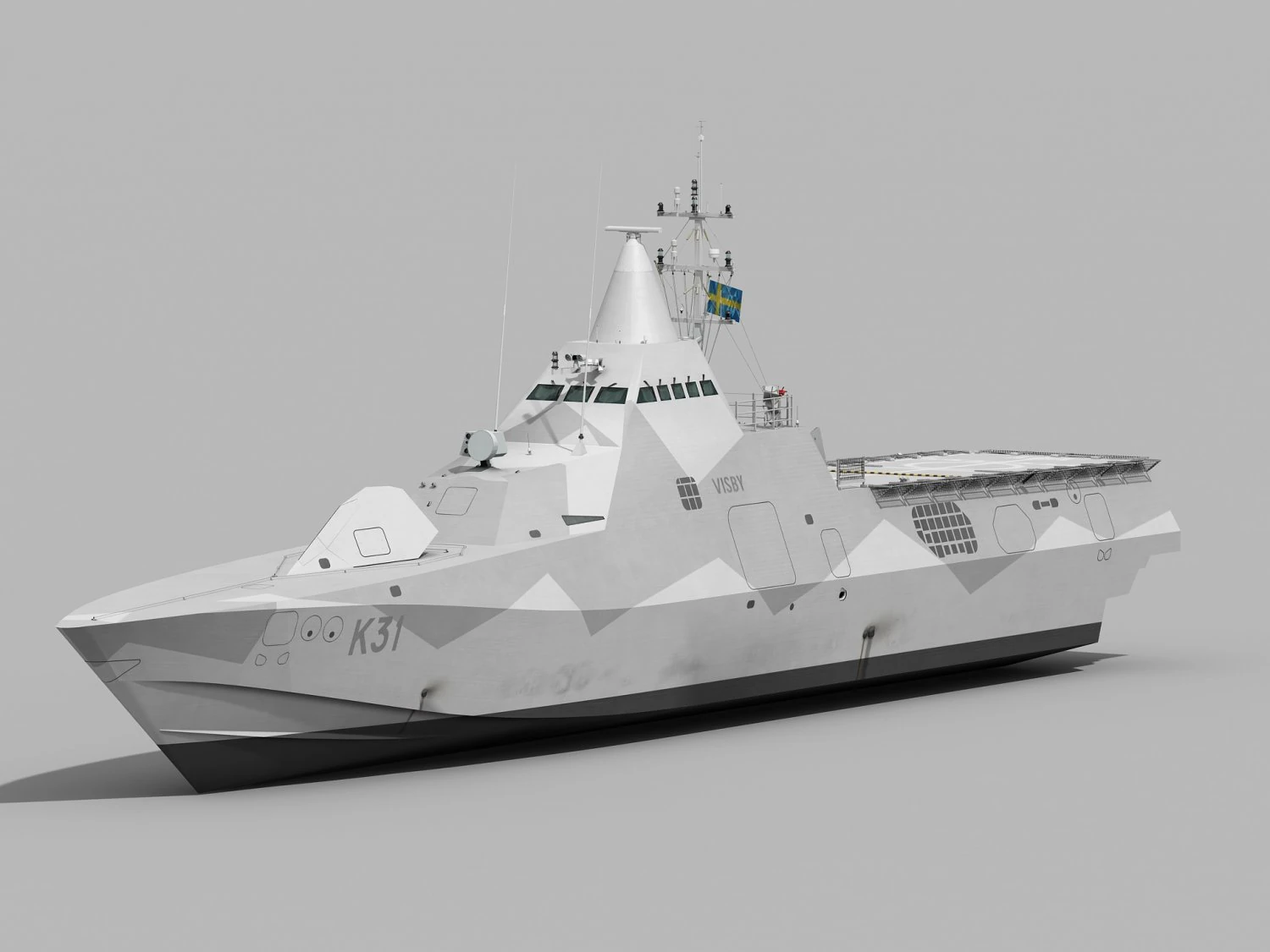 Visby Class Corvette 3D Model .c4d .max .obj .3ds .fbx .stl .blend 