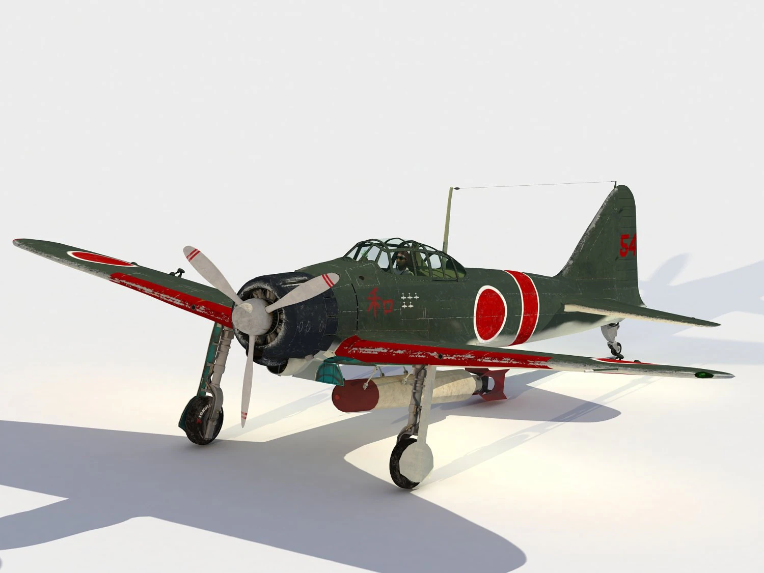 Mitsubishi A6MZero Modello 3D .c4d .max .obj .3ds .fbx .stl .blend 