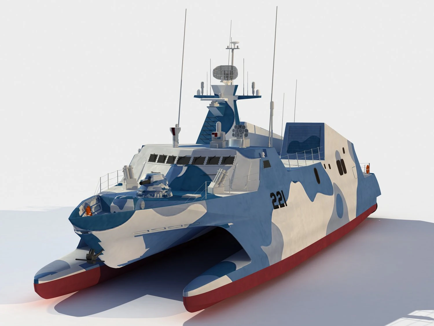 Type 22 Houbei class missile boat 3D Model .c4d .max .obj .3ds .fbx .stl .blend 