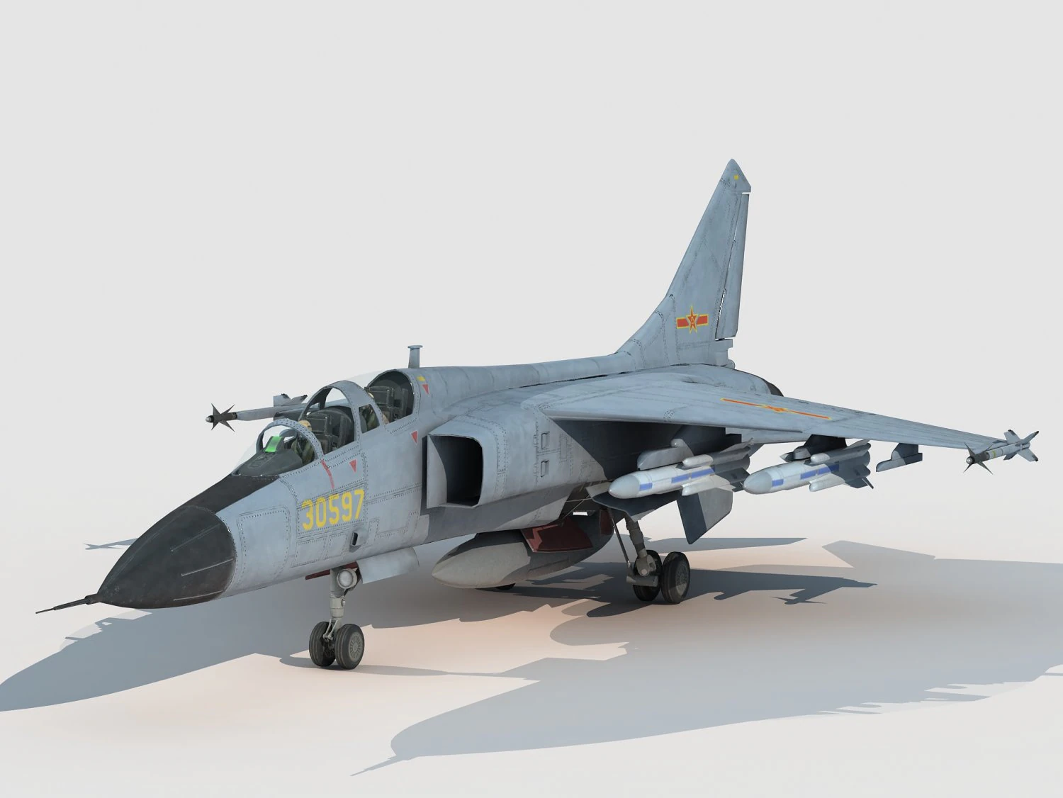 Xian JH-7 Flounder 3D Model .c4d .max .obj .3ds .fbx .stl .blend 