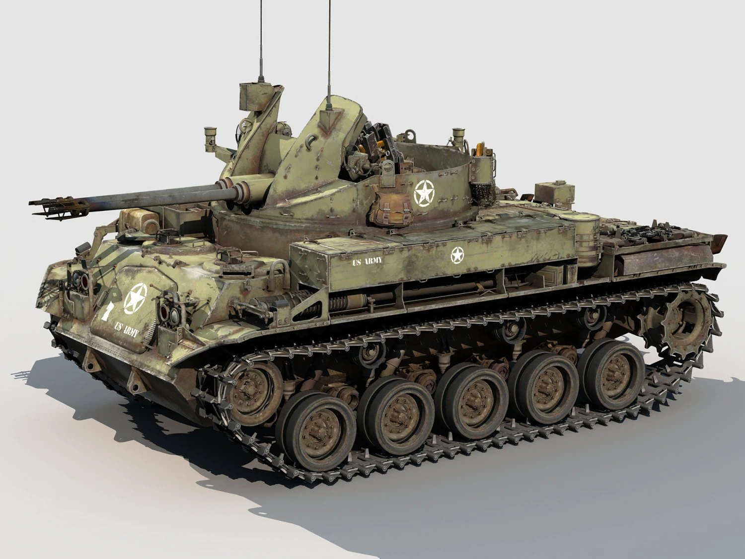 M-42 Duster 3D Model .c4d .max .obj .3ds .fbx .stl .blend 