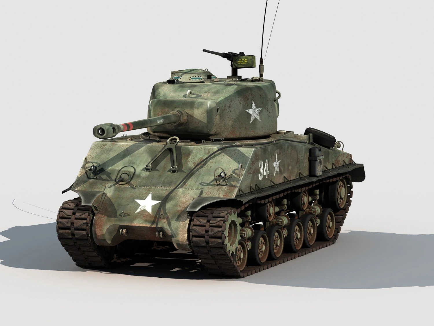 M-4A3E8 Sherman Easy Eight 3D Model .c4d .max .obj .3ds .fbx .stl .blend