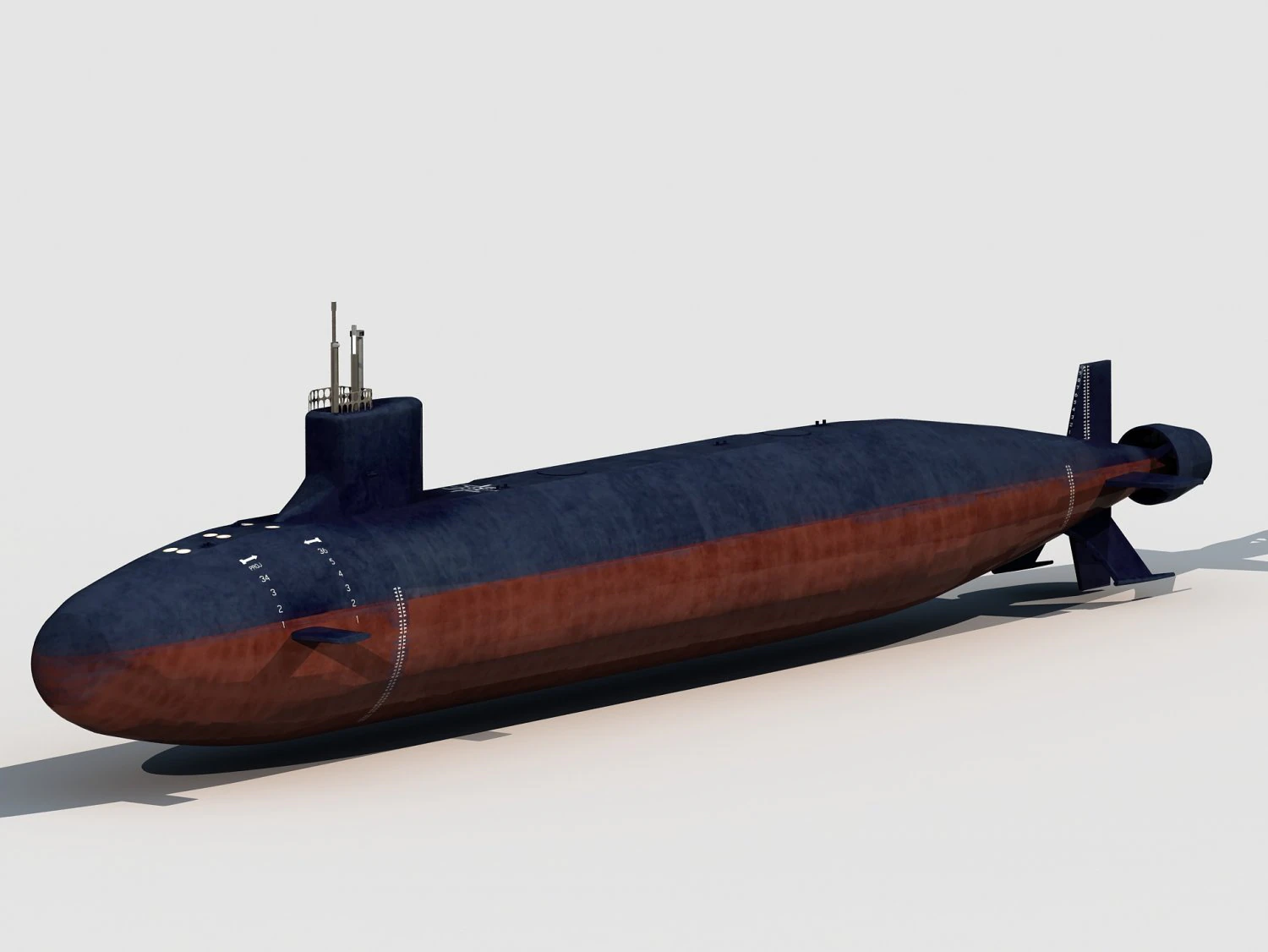 Sea Wolf Class submarine 3D Model .c4d .max .obj .3ds .fbx .stl .blend