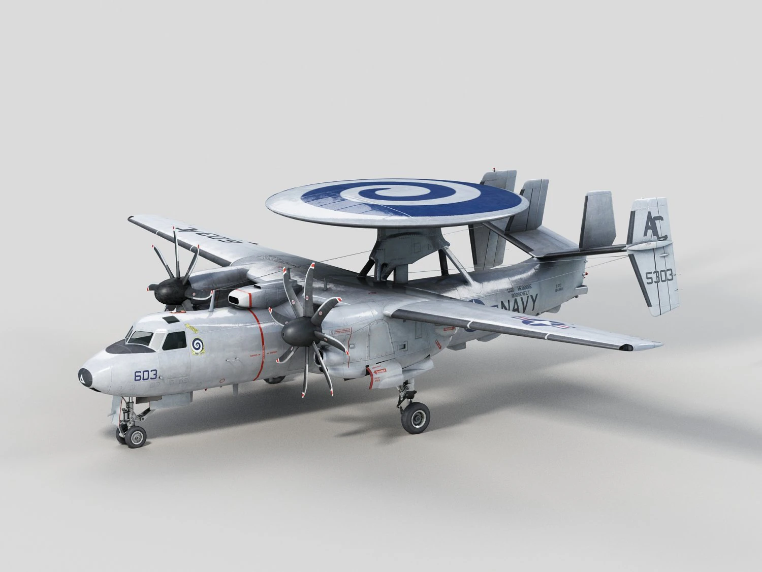 Northrop Grumman E2D Hawkeye 3D Model .c4d .max .obj .3ds .fbx .stl .blend