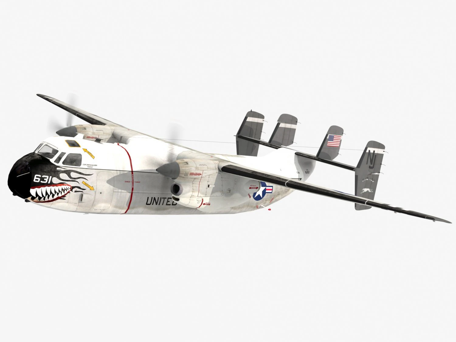Grumman C-2 A Greyhound 3D Model .c4d .max .obj .3ds .fbx .stl .blend 