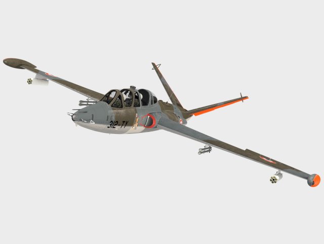 Fouga CM170 Magister 3D Model .c4d .max .obj .3ds .fbx .stl .blend 