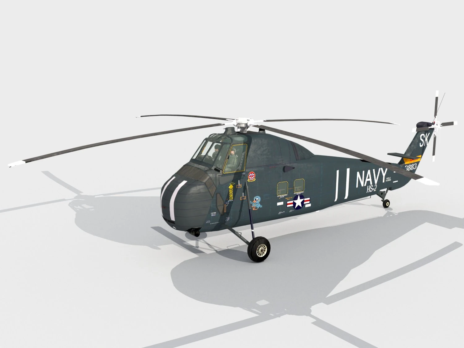 Sikorsky SH-34 Choctaw 3D Model .c4d .max .obj .3ds .fbx .stl .blend 