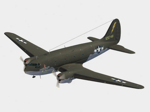 Curtiss C-46 Commando 3D Model
