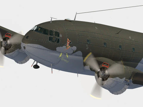 Curtiss C-46 Commando 3D Model