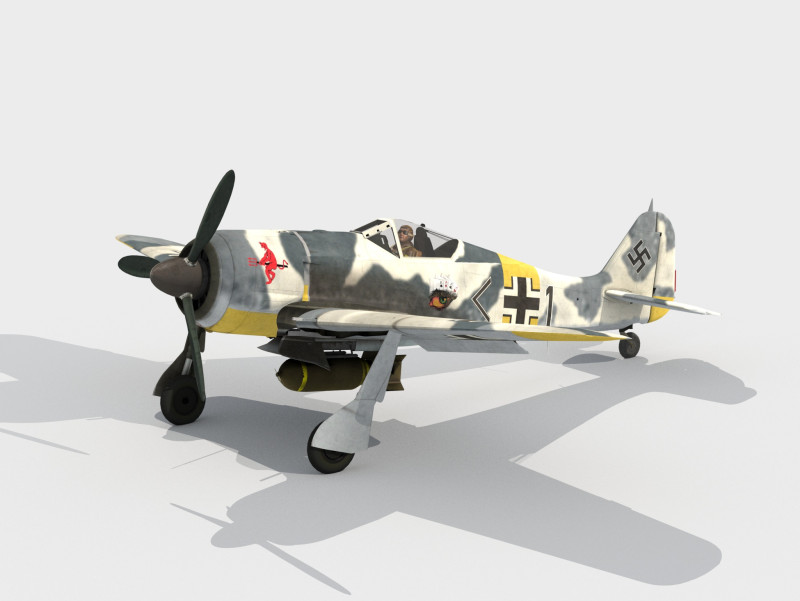 Focke-Wulf Fw190 A5 U Modelo 3D .c4d .max .obj .3ds .fbx .stl .blend 