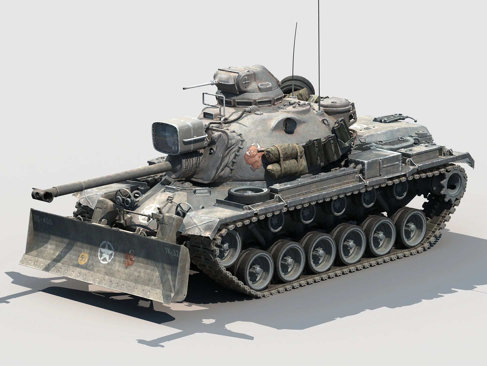 M48A3 Bulldozer 3D Model .c4d .max .obj .3ds .fbx .stl .blend 