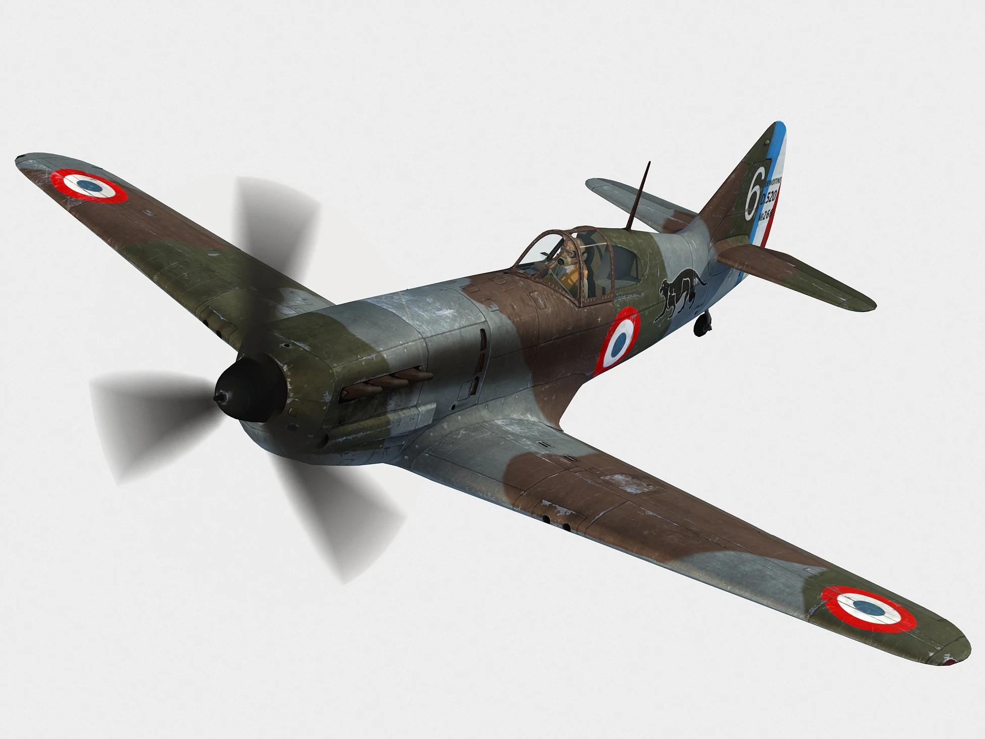 Dewoitine D520 3D Model .c4d .max .obj .3ds .fbx .stl .blend 