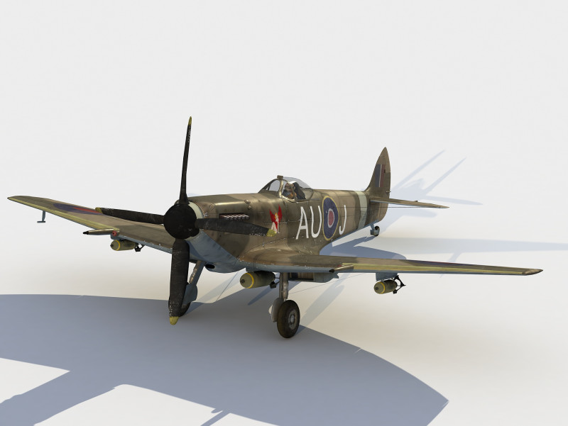 Supermarine Spitfire Mk XVI Modelo 3D .c4d .max .obj .3ds .fbx .stl .blend