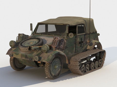 German PkwK1 Kbelwagen Type 155 Half-Track 3Dモデル