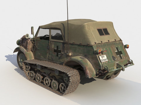 German PkwK1 Kbelwagen Type 155 Half-Track 3D Model