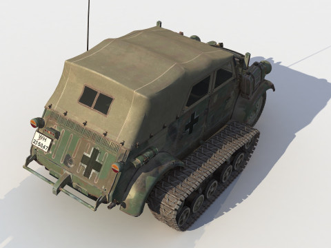 German PkwK1 Kbelwagen Type 155 Half-Track 3D Model