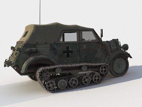 German PkwK1 Kbelwagen Type 155 Half-Track 3D Model