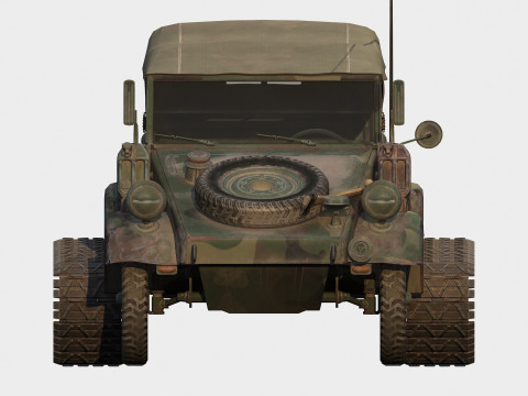 German PkwK1 Kbelwagen Type 155 Half-Track 3D Model