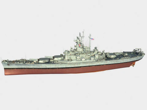 USS BB-58 Indiana battleship 3D Model