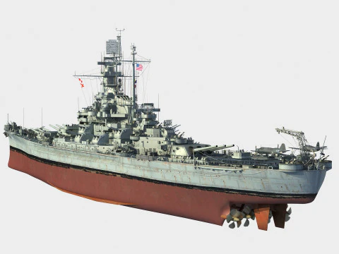 USS BB-58 Indiana battleship 3D Model