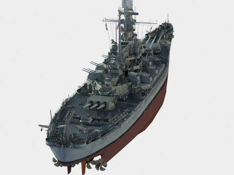 USS BB-58 Indiana battleship 3D Model