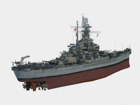 USS BB-58 Indiana battleship 3D Model
