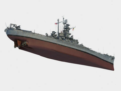 USS BB-58 Indiana battleship 3D Model