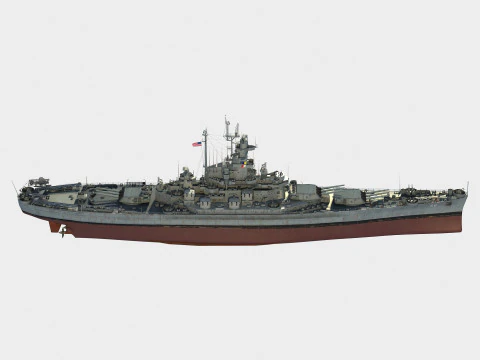 USS BB-58 Indiana battleship 3D Model