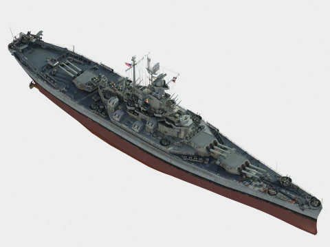 USS BB-58 Indiana battleship 3D Model