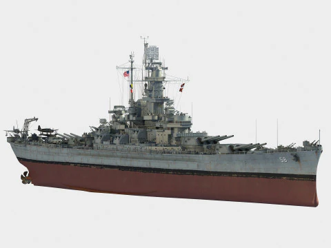 USS BB-58 Indiana battleship 3D Model
