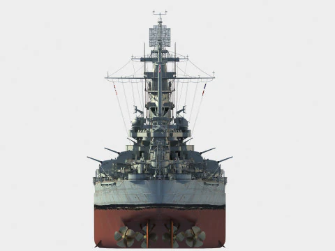 USS BB-58 Indiana battleship 3D Model