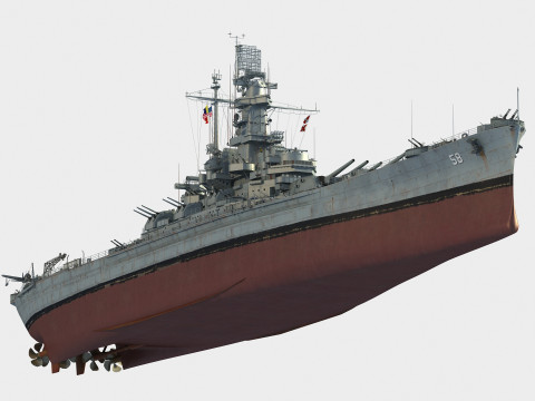 USS BB-58 Indiana battleship 3Dモデル