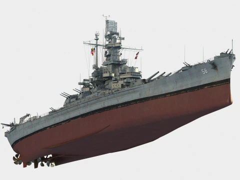 USS BB-58 Indiana battleship 3D Model