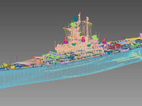 USS BB-58 Indiana battleship 3D Model