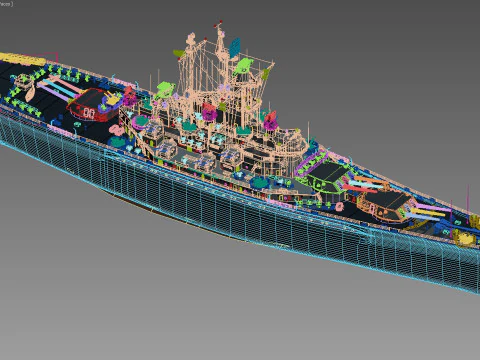 USS BB-58 Indiana battleship 3D Model