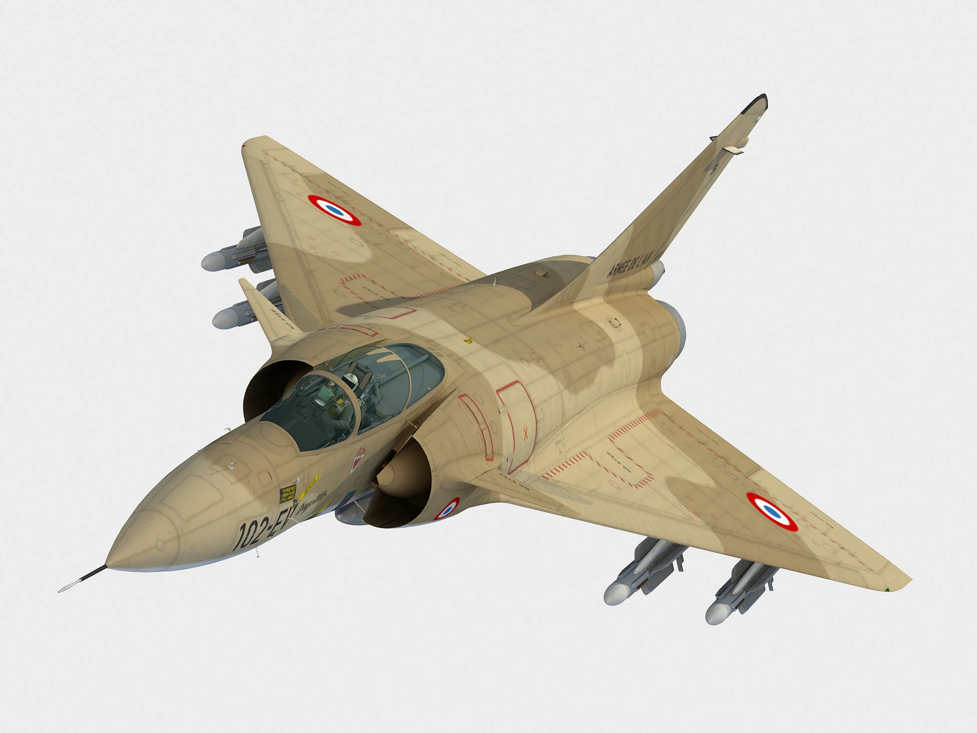 Dassault Mirage 4000 3D Model .c4d .max .obj .3ds .fbx .stl .blend 
