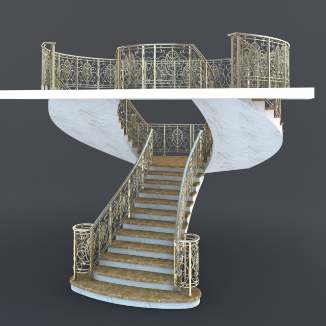 classic stair 3D Model .c4d .max .obj .3ds .fbx .stl .blend 