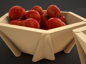 wooden basket with apples 3D Model