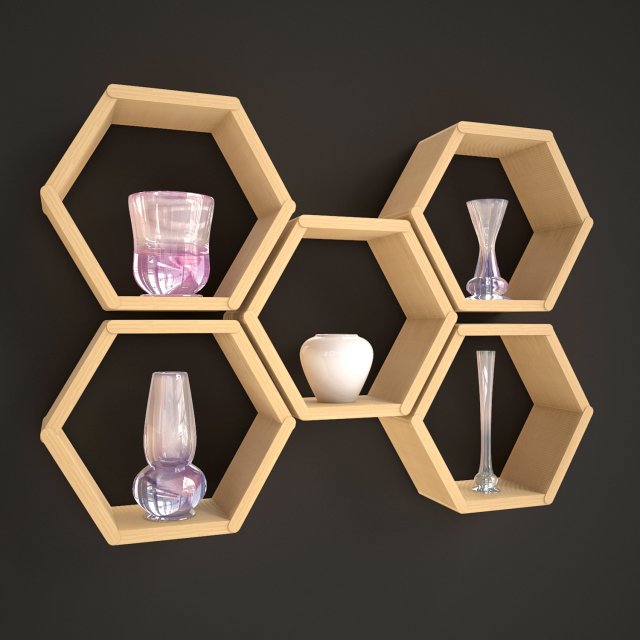 wooden shelf 3D Model .c4d .max .obj .3ds .fbx .stl .blend 