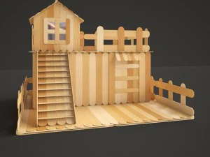 लाठी घर 3D मॉडल