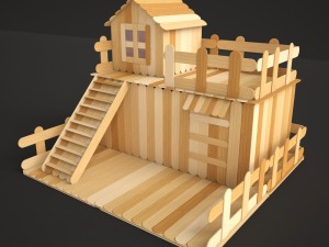 sticks house Model 3D