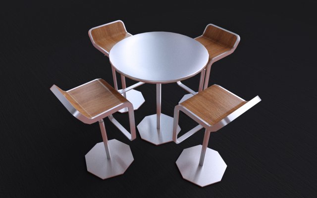 low poly stools and table Modelo 3D .c4d .max .obj .3ds .fbx .stl .blend 