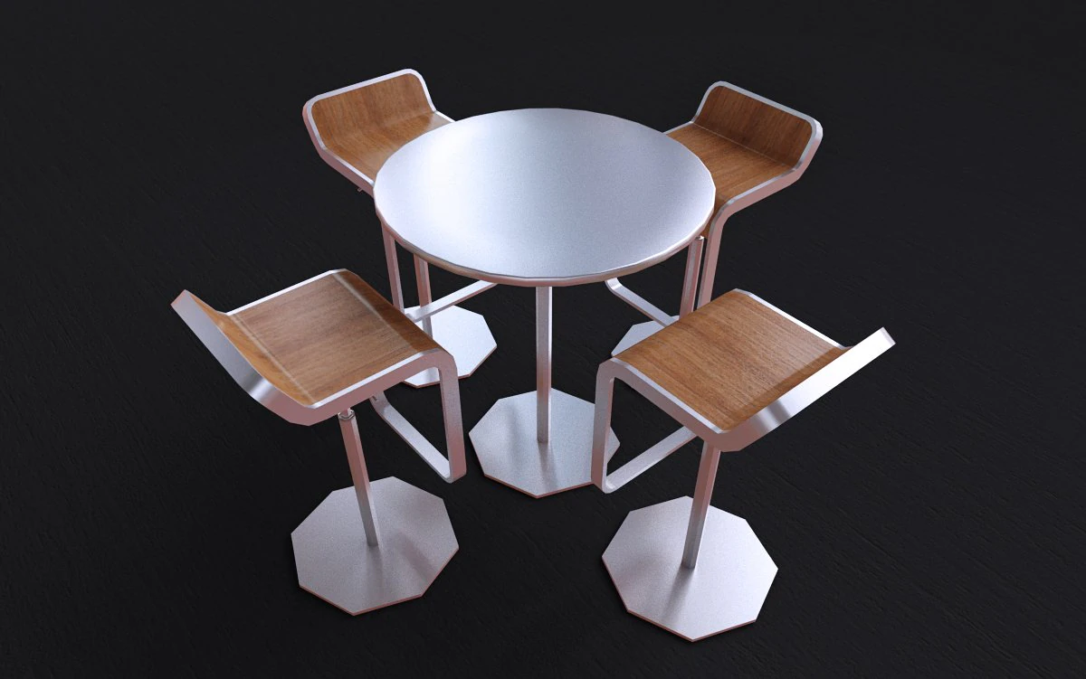 low poly stools and table 3D Model .c4d .max .obj .3ds .fbx .stl .blend 