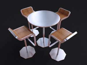low poly stools and table 3D Model